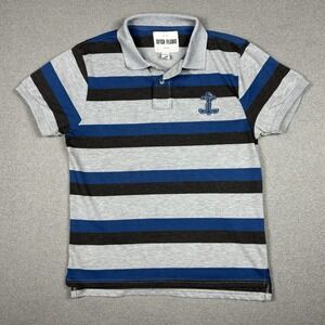 Ditch Plains Rugby Polo Shirt Mens M Blue Stripe‎ Anchor Embroidery
